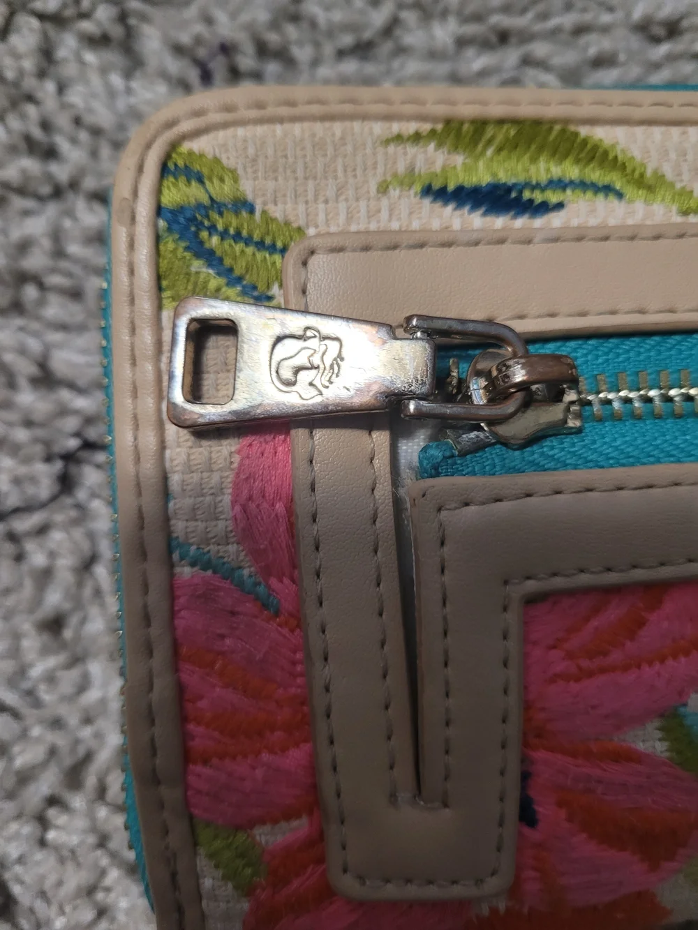 Spartina 449 Floral Embroidered Wristlet Wallet in Cream and Multi